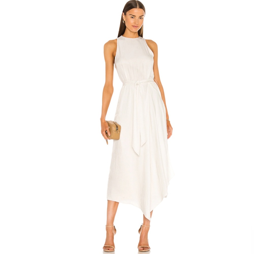 VINCE Handkerchief Drape Halter Dress in Bone (Size 10) NWT